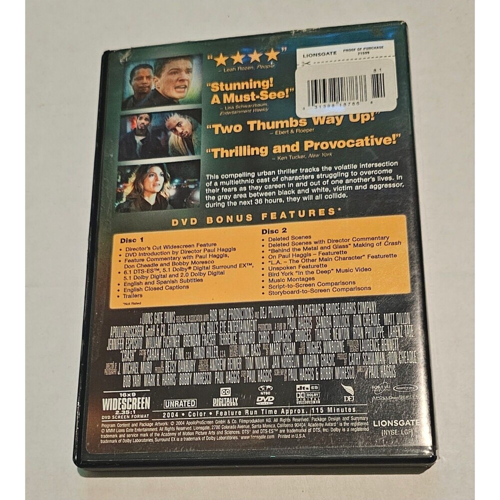 Crash (DVD 2-Disc Set, Director's Cut Edition, 2004)